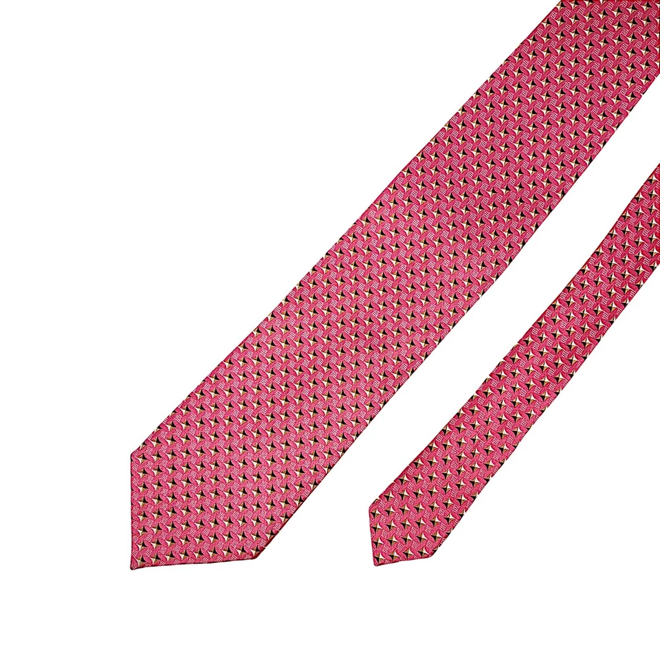 Corbata para hombre ERMENEGILDO ZEGNA 100 % seda geométrica multicolor hecha en Italia de colección Foto 4 de 4