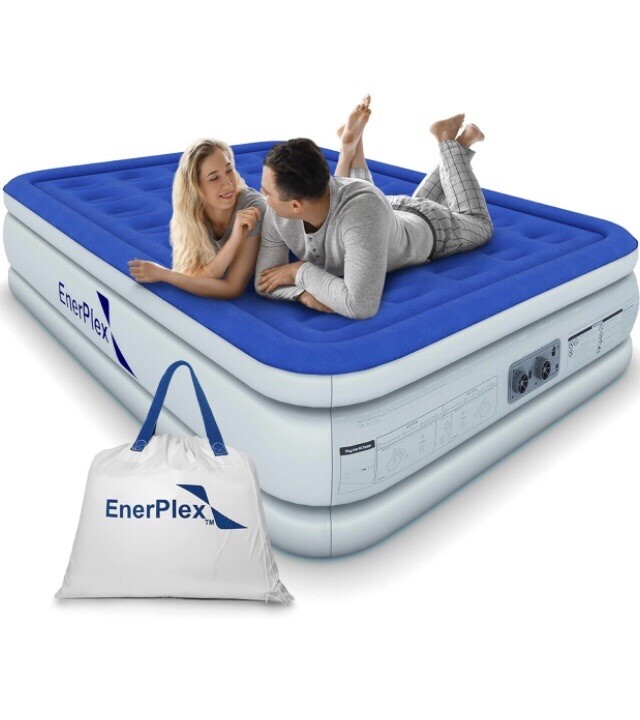 EnerPlex Queen DoubleHigh Air Mattress with Builtin Pump 80”x60”x16