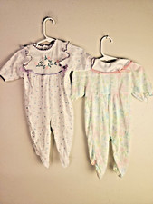 Vtg Dr Denton Baby Girls Multicolor Floral One Piece Pajamas M Lot of 2 6-2
