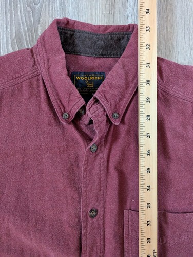Vtg Woolrich Shirt Mens Large Tal Sportsman Chamois Flannel Burgundy Long Sleeve - Picture 4 of 5