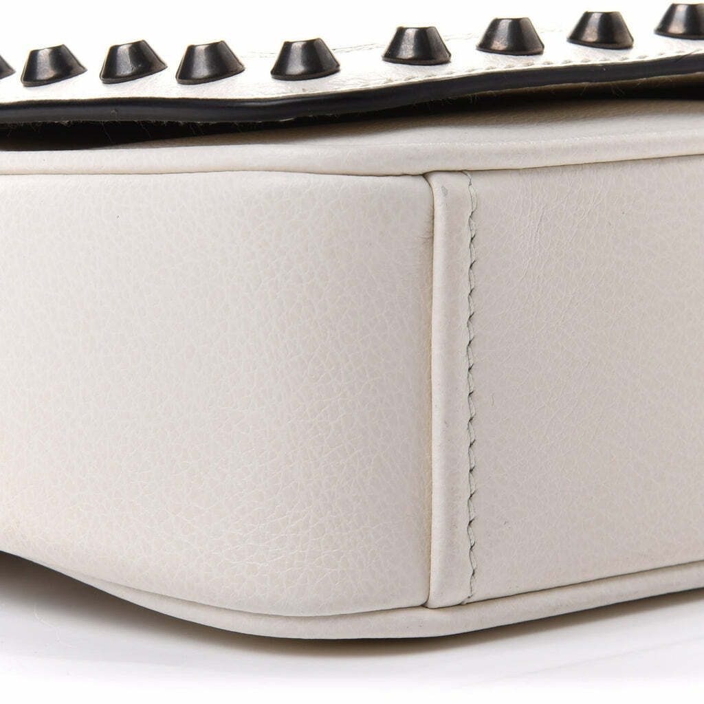 Prada White Glace Leather Studded Trim Crossbody Handbag 1BD147 | eBay
