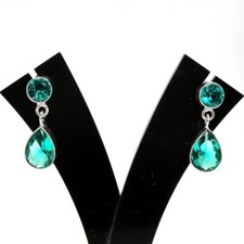 Paraiba Tourmaline Gemstone 925 Sterling Silver Jewelry Stud Earring Size 1.20"