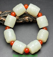 Pulsera Cadena Amuleto Mantra Seis Personajes Jade Hetiano Natural Antigua Dinastía