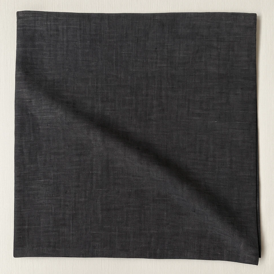 100% Flax Linen Fabric Yarn Dyed Two-Tone Black/White Medium Weight Soft Hand - Image 2 of 3