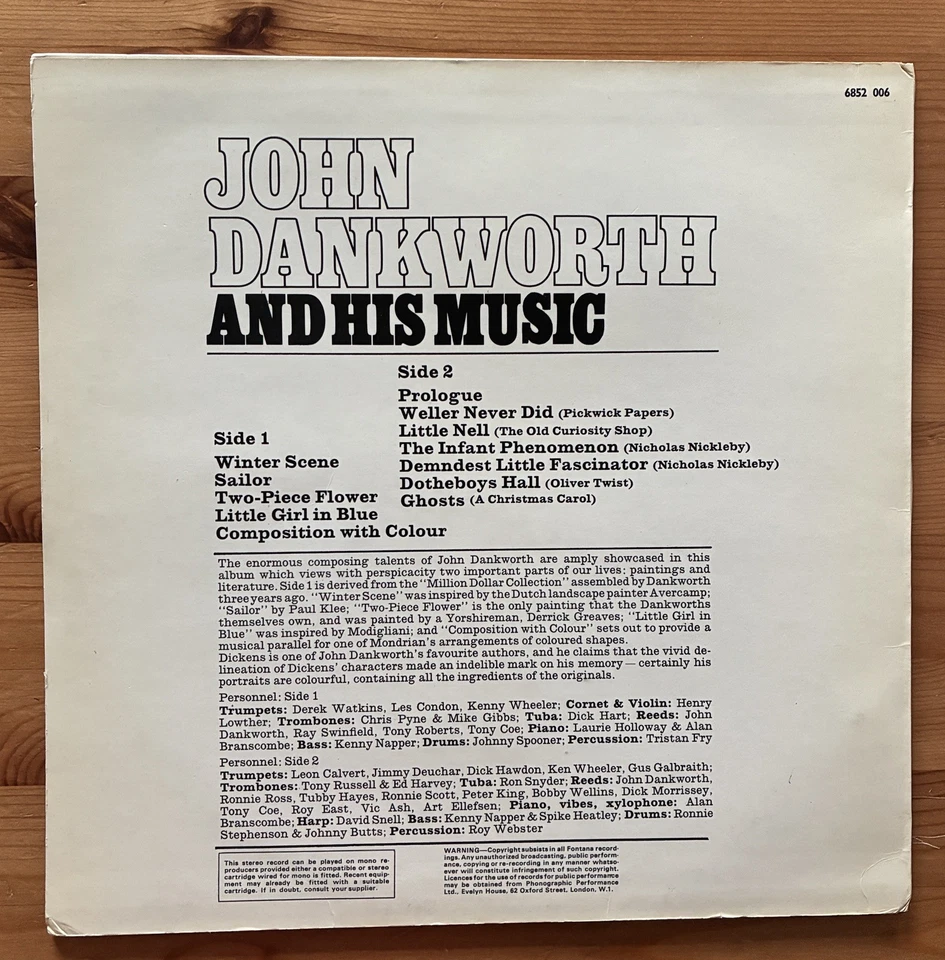 John Dankworth – John Dankworth And His Music; Fontana 6852 006 Vinyl (1970) - Image 2 of 4