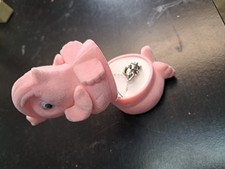 Silver Elephant Pendant in Pink Velour Elephant Hinged Gift Keepsake Box