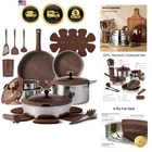 22pcs Hybrid Nonstick Pots and Pans Set, Stainless Steel Cookware Set with Ho...