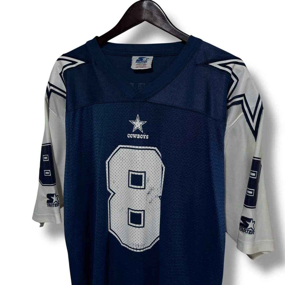 Vintage 90s Starter Men's Dallas Cowboys Troy Aikman Korea Made Size L 25 x 31 - Image 4 of 4