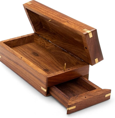 Secret Enigma Brainteaser Puzzle Box Case Holder with Hidden