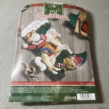 Bucilla Felt Christmas Stocking Western Cowboy Santa 18" 85468 Opened