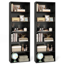 2PCS 70" Tall 6-Tier Bookcase w/6 Open Shelves Anti-Toppling Kits Living Room