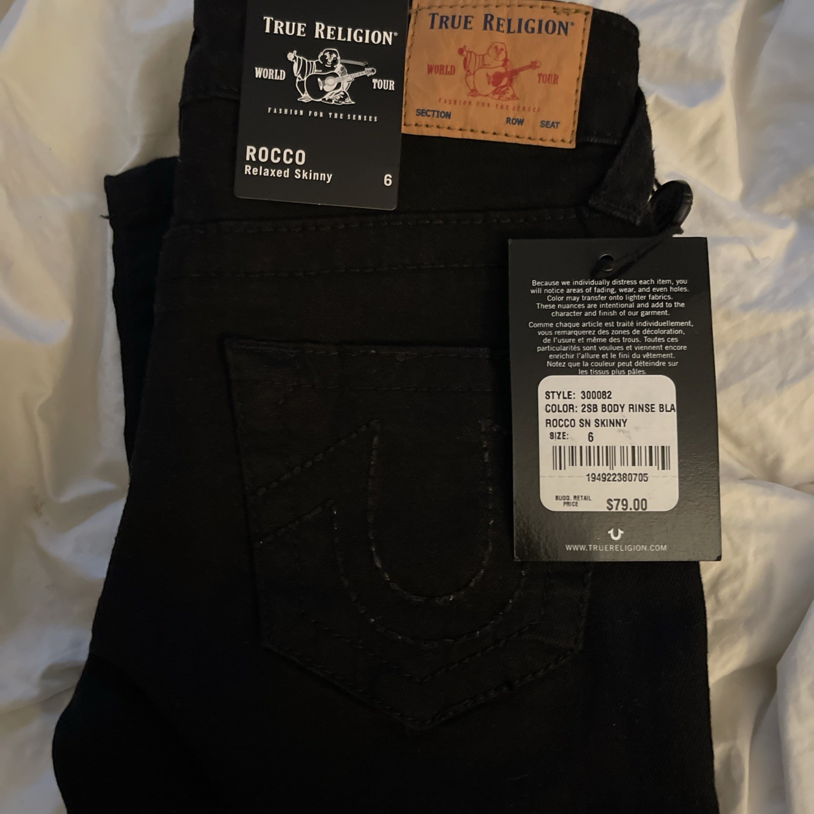 True Religion Rocco Skinny Boys Size 6 Black