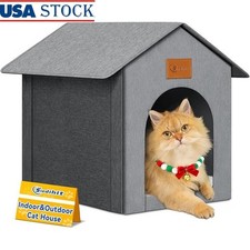 Outdoor Cat House Insulated Warm Shelter Easy Assembly Collapsible Pet Shelter
