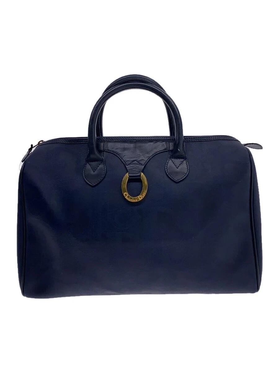 Sac Christian Dior Boston cuir bleu marine