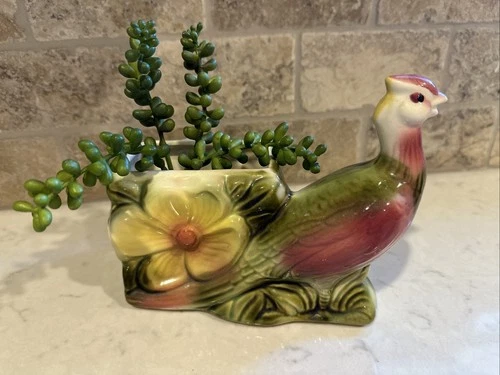 Vintage Hull Pottery Ceramic Pheasant Bird Flower Floral Planter