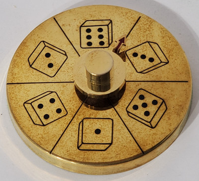 Vintage Solid Brass Dice Decision Maker Spinner Office Desk Paperweight RPG -NOS