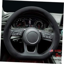 Car Suede Steering Wheel Cover Car Non-Slip Leather Car Interior Fitting Black