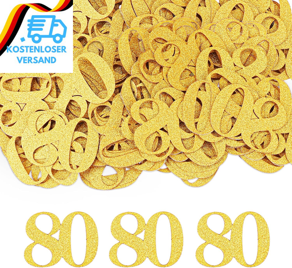 Goldrock Konfetti 80 Geburtstag Deko Groß 3,4×2,6Cm,100 × Tischdeko Gold Deko 80-image