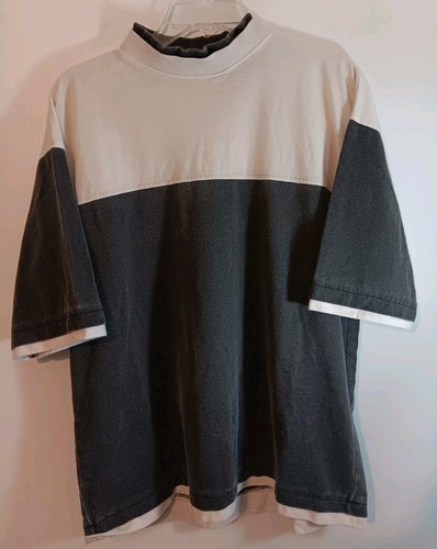 Vintage Tomato Brand Mock Neck T-Shirt Single Stitch White Gray Size XL - Picture 4 of 18