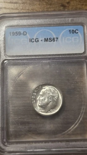 1959 D Roosevelt Dime ICG MS67 +