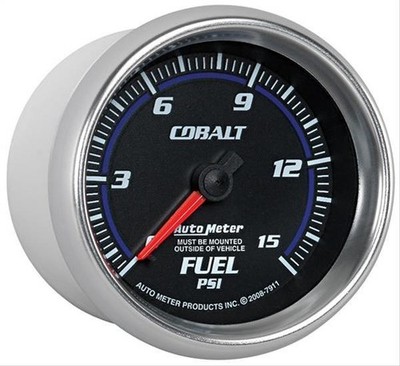 Autometer Cobalt Mechanical Fuel Pressure Gauge 2 5/8'' Dia Black Face 7911