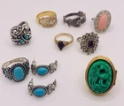 8 Pc Vintage Jewelry Lot All AVON RINGS & 1 Matching Earrings 1 Sterling Silver