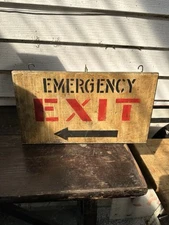 1940s Exit Sign Country Farmhouse folk art trade advertising bar cafe arrow ￼