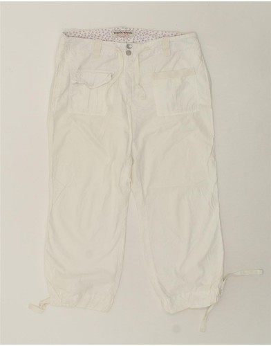 THINK PINK Womens Straight Capri Trousers W32 L24 White Cotton BE05