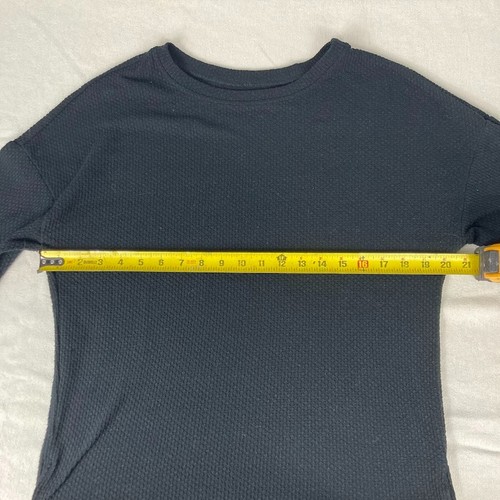 Girls Black Long Sleeve See Through Textured Top Size M 10/12 Sheer Knit - Picture 5 of 9