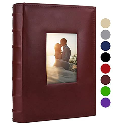 Photo Album 4x6 300 Photos with Memo Area Leather Cover Large Capacity Slip-i...