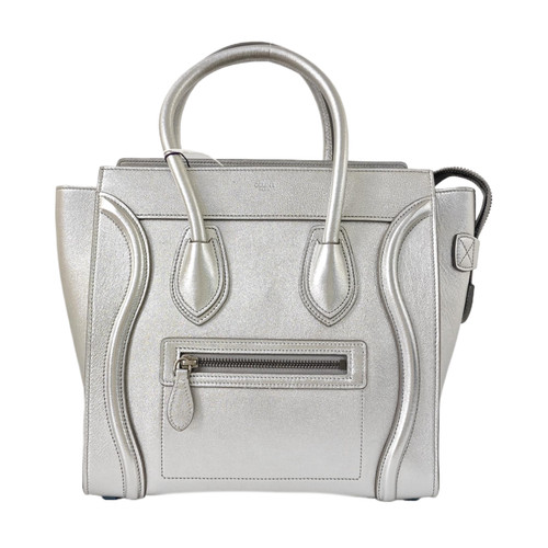 【Authentic】 CELINE LUGGAGE Silver Suede Handbags (DDP)