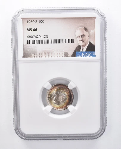 1950-S Roosevelt Dime MS66 NGC Beautiful Tone *7948