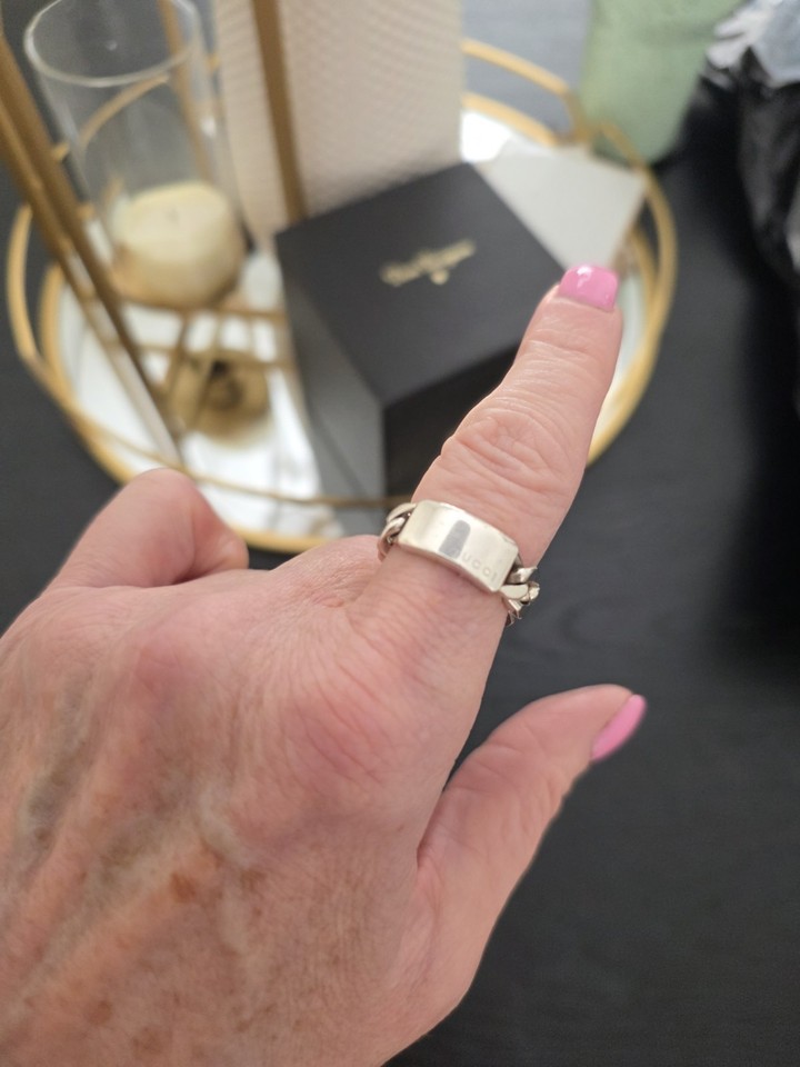 Authentic Gucci Sterling Silver Chain Link Ring Unisex 925 Size 8 | eBay