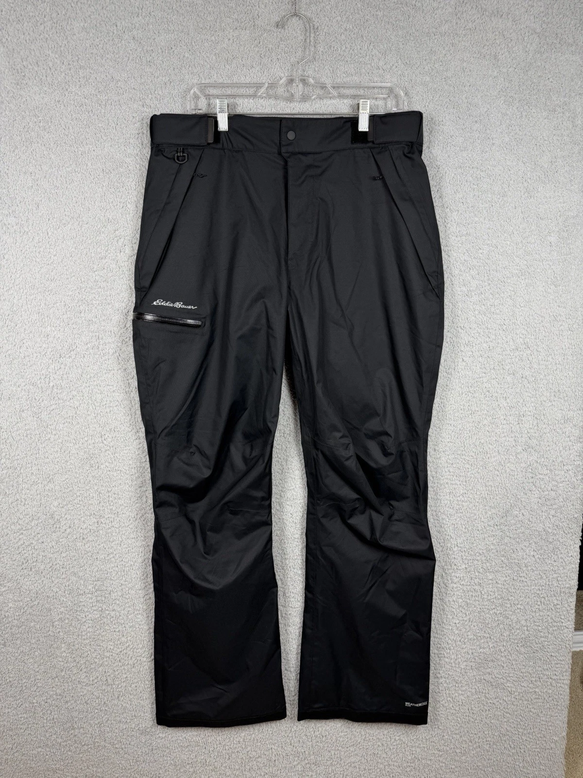 Eddie Bauer Weatheredge Snow Pants Mens TL Black Softshell Zip Pockets Hiking