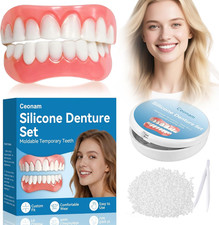 Silicone Denture Set Upper Lower Full Teeth w...