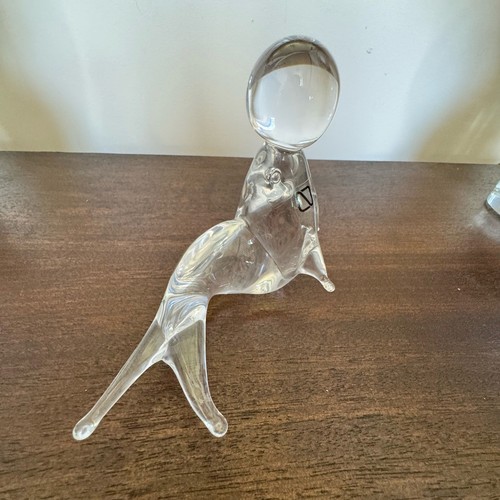 Seal with Ball Paperweight Figurine Murano Italy Clear Glass Circus Ocean - Picture 8 of 13
