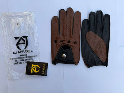 Mens Leather Driving Gloves Chauffeur Classic Soft Driver Brown Lambskin Mitts
