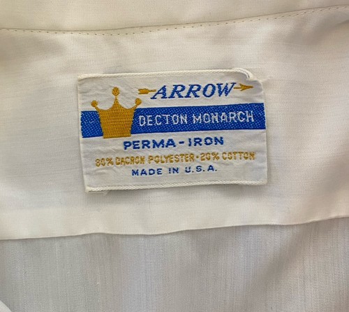 VTG 50s 60s Arrow Decton Monarch Button Down Dress Shirt 16-34 (L) French Cuff - Picture 5 of 11