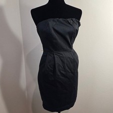 Y2k Express Strapless WhimsyGoth Black Cotton Mini Dress Size 4 Corporate Goth