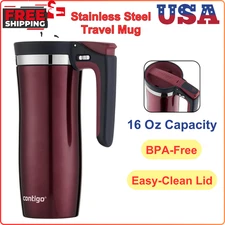 Contigo Handled AUTOSEAL Stainless Steel Travel Mug With Easy-Clean Lid 16 Oz
