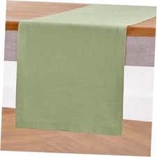  Linen Small Table Runner 48 Inches - Athena, 14 x 48 Inch 08: Olive Chambray