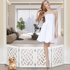 Cut-Out Design 16" Short Dog Gate for Small Dogs, Foldable Retractable Puppy ...