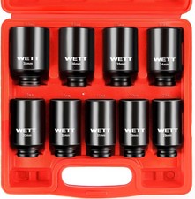 12 Drive Deep Large Impact Socket Set 9-piece Spindle Axle Nut Metric 6 Point 12 Drive Deep Large Impact Socket Set 9-piece Spindle Axle Nut Metric 6 Point