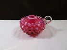 Fenton French Cranberry Opalescent Glass Finger Loop Candle Holder