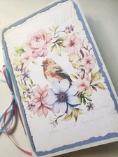 Junk Journal Booklet "SPRINGTIME" HANDMADE Cards, Pockets, Ephemera, Stickers 