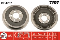 2X Bremstrommel Trw DB4262 FüR Vw Skoda Roomster 1Z5 5J7 6R1 1U5 5J Polo 1U2 6C1