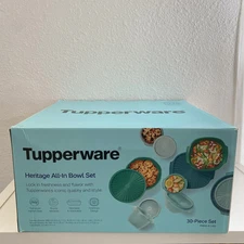 TUPPERWARE Heritage All-In Bowl Container Base & Lids 30pc Set Teal Green BOXED