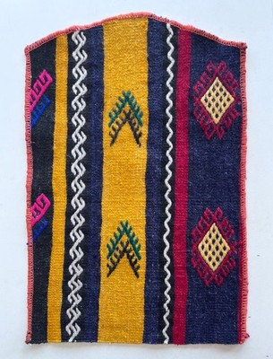 Vintage Turkish Kilim Rug Fragment   Handwoven Wool Tribal Boho Craft Textile