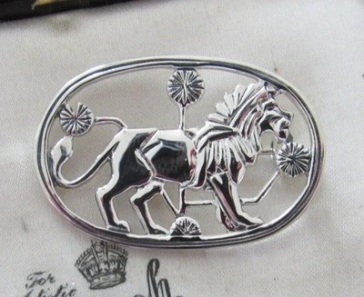 Dänische Sterlingsilber männlicher Löwe wilder König des Dschungels Raubkatze Brosche Anstecknadel
