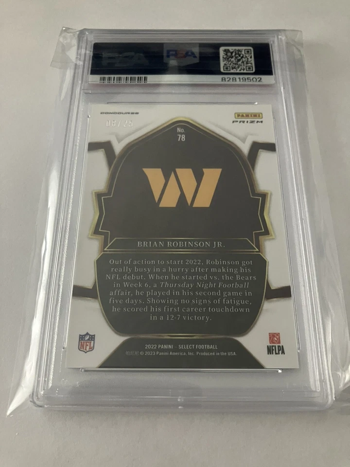 2022 Panini Select Brian Robinson Tie Dye 8/25 (Jersey Match)Concourse #78 PSA 9 - Image 2 of 2